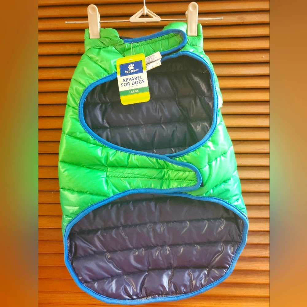 NWT Top Paw Green to Blue Ombre Large Dog Jacket